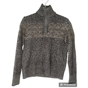 Banana Republic Knit Sweater Gray Mock Neck Quarter Zip Pullover Men Size S USED